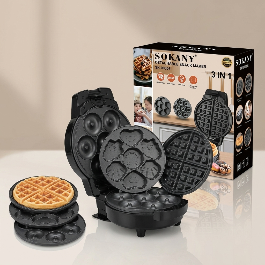 La Mini Waflera 3 en 1 es la solución perfecta para preparar desayunos y meriendas de forma rápida y deliciosa.
