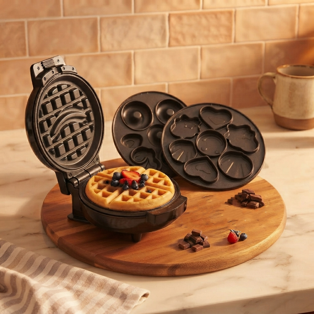 La Mini Waflera 3 en 1 es la solución perfecta para preparar desayunos y meriendas de forma rápida y deliciosa.