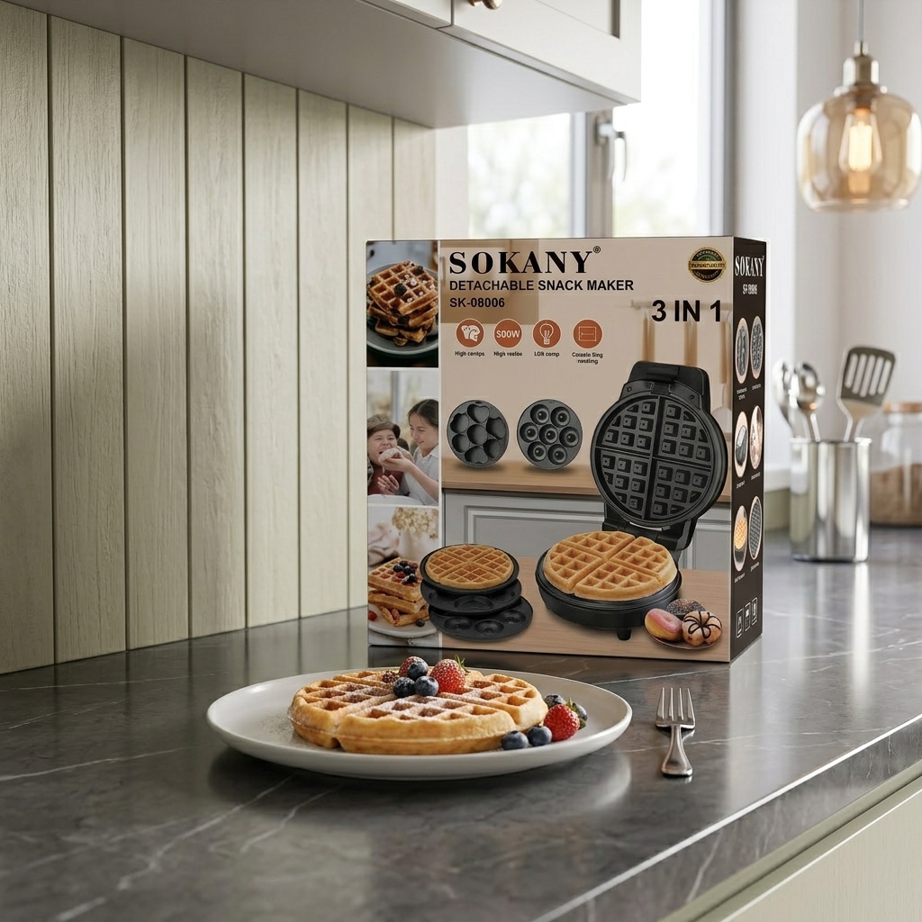 La Mini Waflera 3 en 1 es la solución perfecta para preparar desayunos y meriendas de forma rápida y deliciosa.